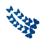 Set of 12 pieces 3D butterflies with magnet, house or event decorations, blue color, A44